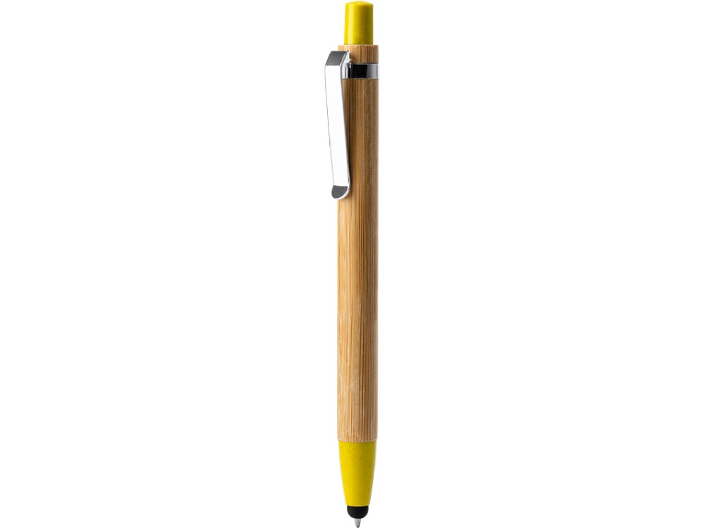Ручка-стилус шариковая NAGOYA с бамбуковым корпусом, натуральный/желтый - фото 3 - id-p111820355