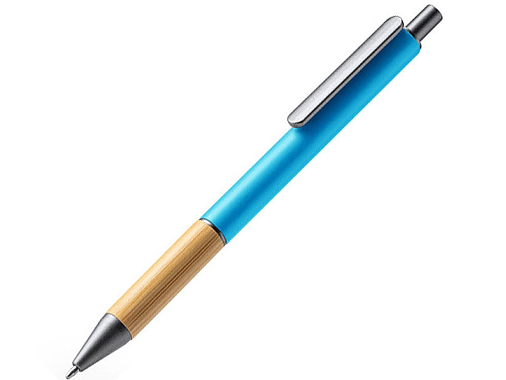 Ручка шариковая PENTA металлическая с бамбуковой вставкой, голубой - фото 1 - id-p111820360