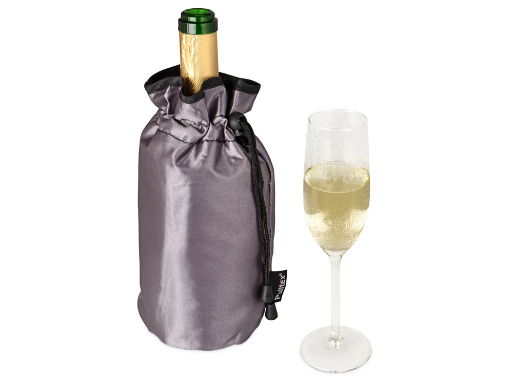 Охладитель для бутылки шампанского Cold bubbles из ПВХ в виде мешочка, серебристый - фото 3 - id-p111793367