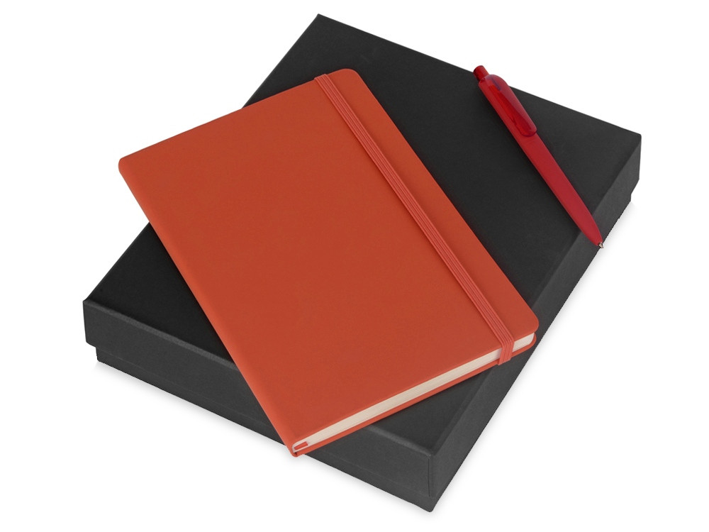 Подарочный набор Vision Pro soft-touch с ручкой и блокнотом А5, оранжевый - фото 1 - id-p111790392