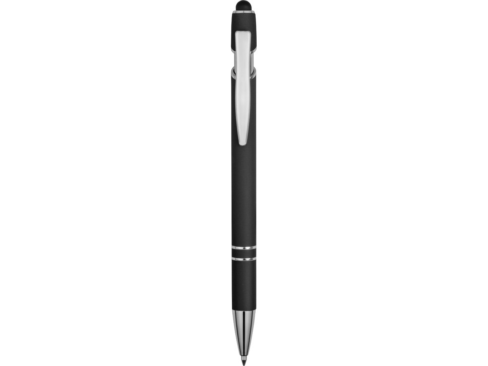 Ручка металлическая soft-touch шариковая со стилусом Sway, черный/серебристый - фото 2 - id-p111789439