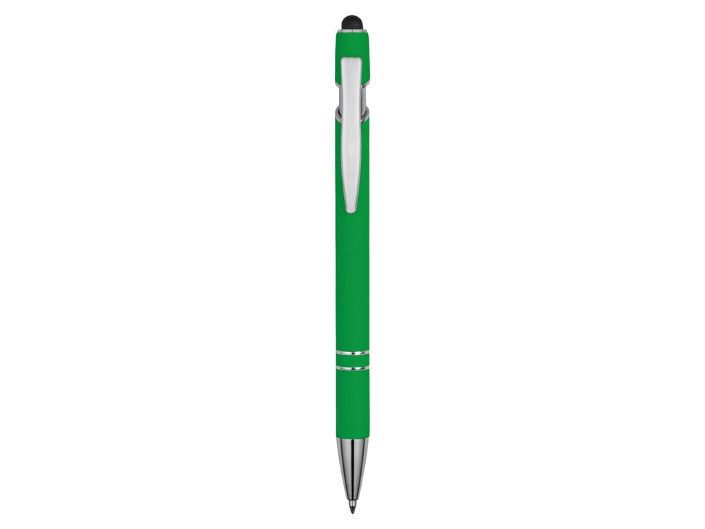 Ручка металлическая soft-touch шариковая со стилусом Sway, зеленый/серебристый - фото 2 - id-p111789447