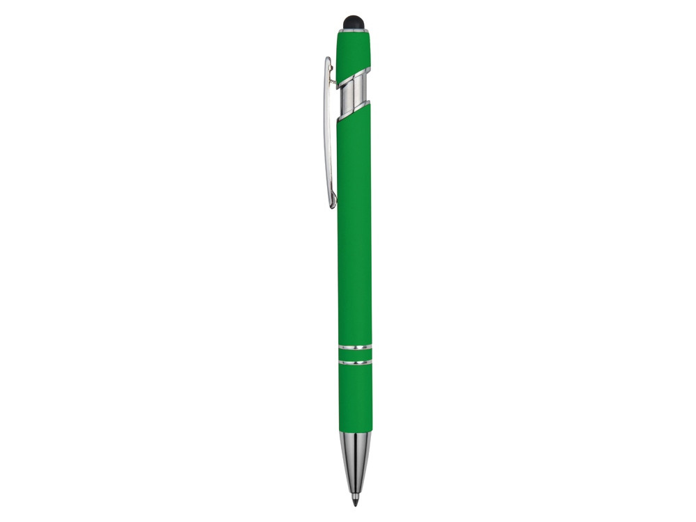 Ручка металлическая soft-touch шариковая со стилусом Sway, зеленый/серебристый - фото 3 - id-p111789447