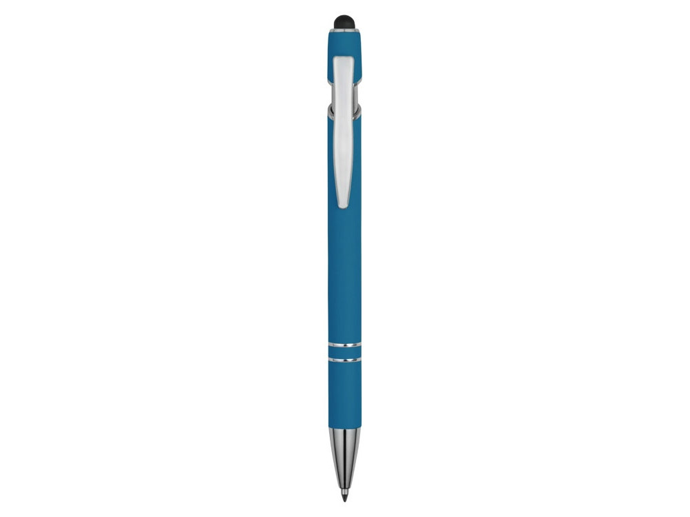 Ручка металлическая soft-touch шариковая со стилусом Sway, синий/серебристый - фото 2 - id-p111789450