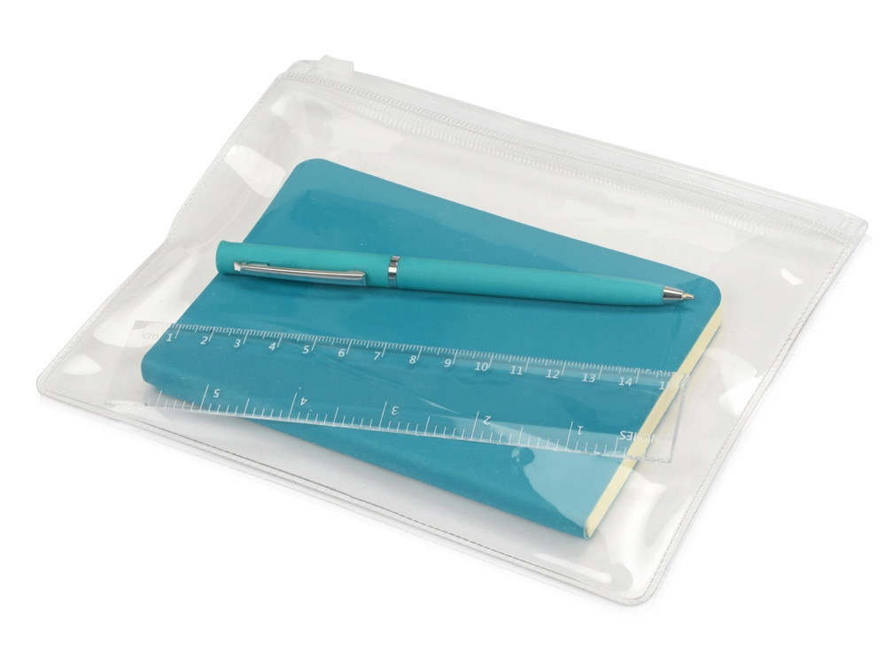 Набор канцелярский Softy: блокнот, линейка, ручка, пенал, голубой - фото 1 - id-p111794469
