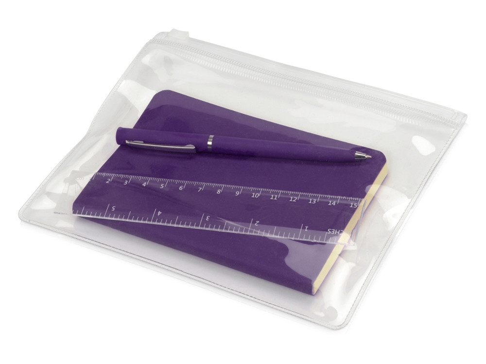 Набор канцелярский Softy: блокнот, линейка, ручка, пенал, фиолетовый - фото 1 - id-p111794470