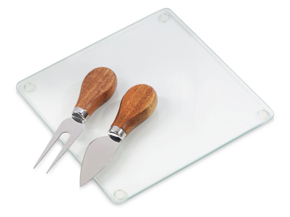Набор для сыра Dorblue из стеклянной доски и вилки с ножом - фото 1 - id-p111812460