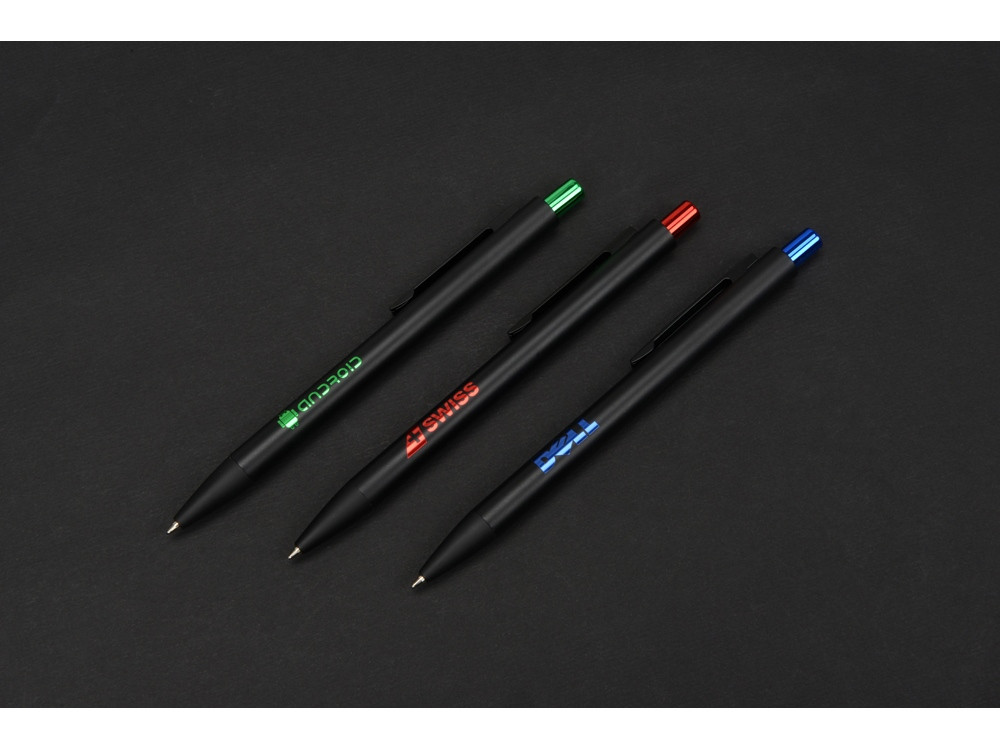 Ручка металлическая шариковая Blaze с цветным зеркальным слоем, черный/зеленое яблоко - фото 6 - id-p111789480