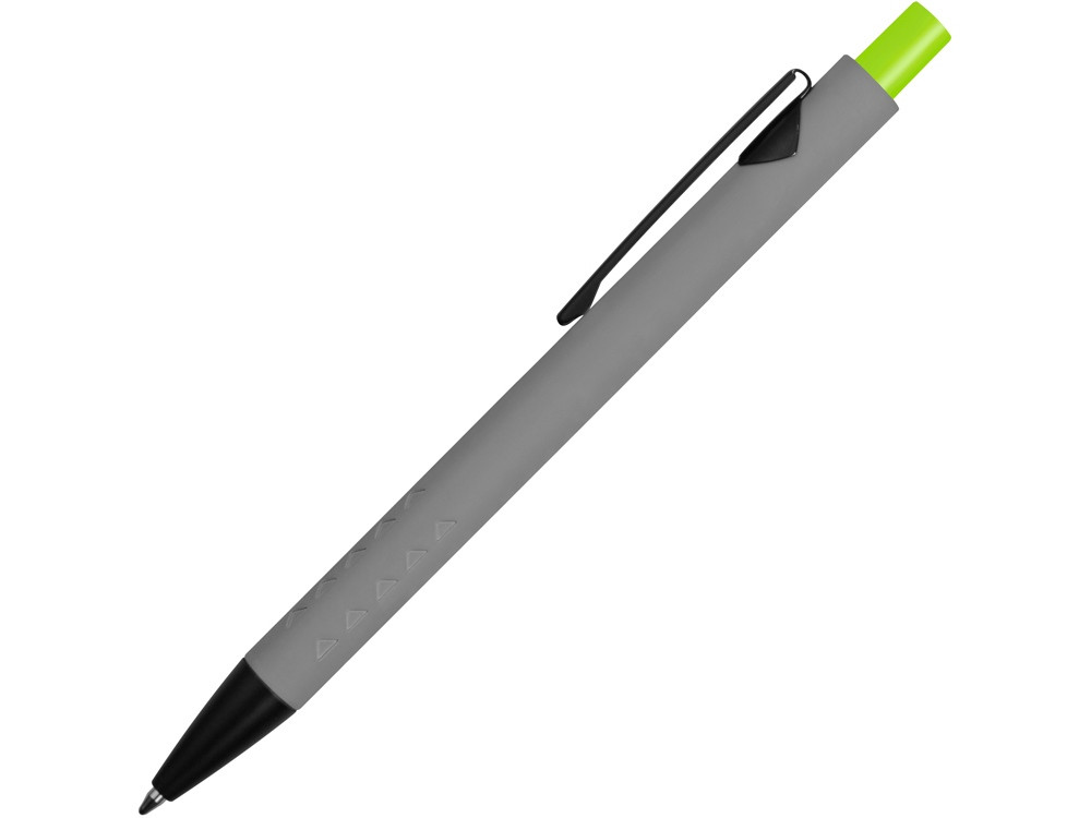 Ручка металлическая soft-touch шариковая Snap, серый/черный/зеленое яблоко - фото 3 - id-p111789483