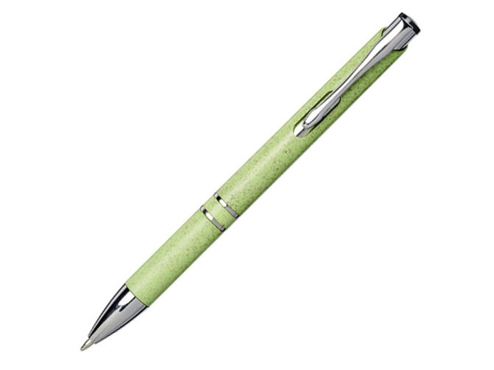 Шариковая кнопочная ручка Moneta из АБС-пластика и пшеничной соломы, зеленый - фото 1 - id-p111793484