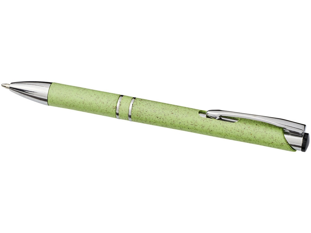 Шариковая кнопочная ручка Moneta из АБС-пластика и пшеничной соломы, зеленый - фото 3 - id-p111793484