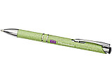 Шариковая кнопочная ручка Moneta из АБС-пластика и пшеничной соломы, зеленый, фото 4