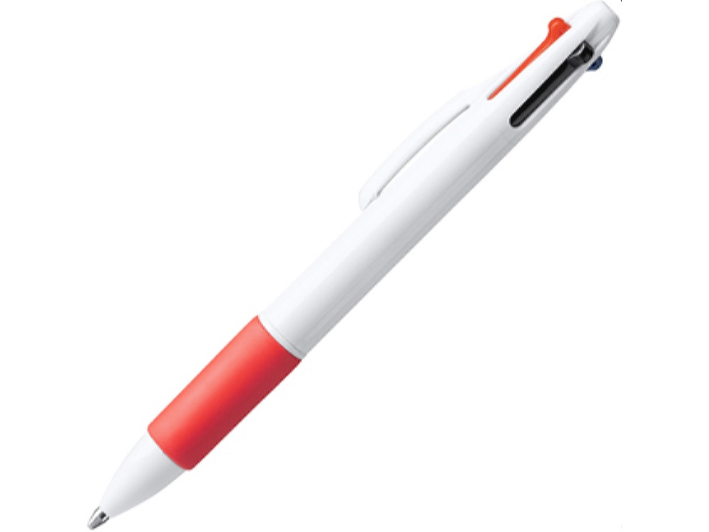 Ручка шариковая, ручка шариковая KUNOY с чернилами 4-х цветов, белый/красный - фото 1 - id-p111820473