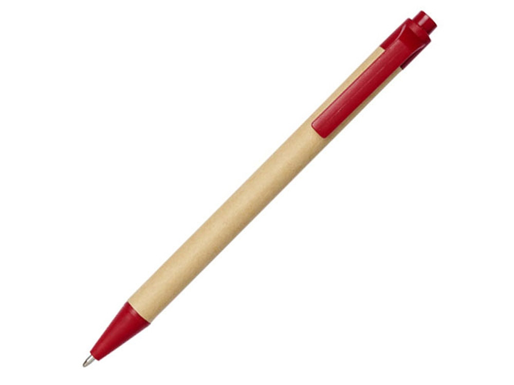 Шариковая ручка Berk из переработанного картона и кукурузного пластика, натуральный/красный - фото 1 - id-p111793488