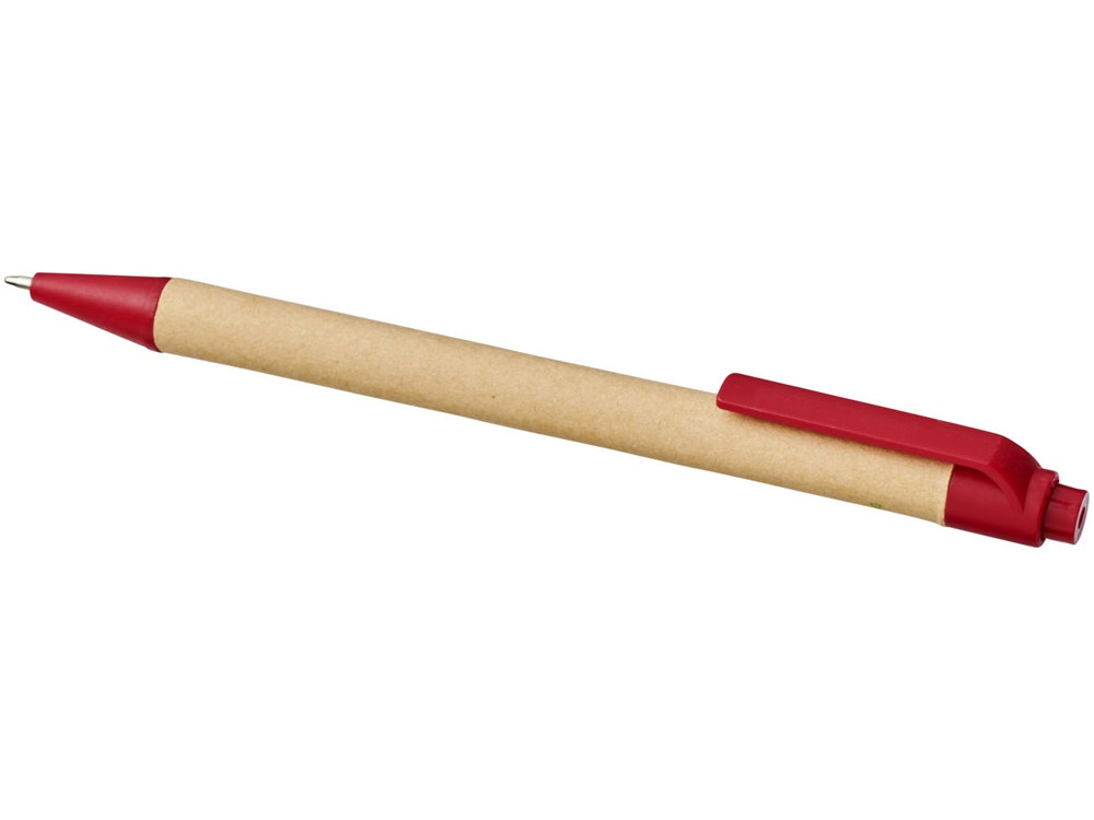 Шариковая ручка Berk из переработанного картона и кукурузного пластика, натуральный/красный - фото 3 - id-p111793488