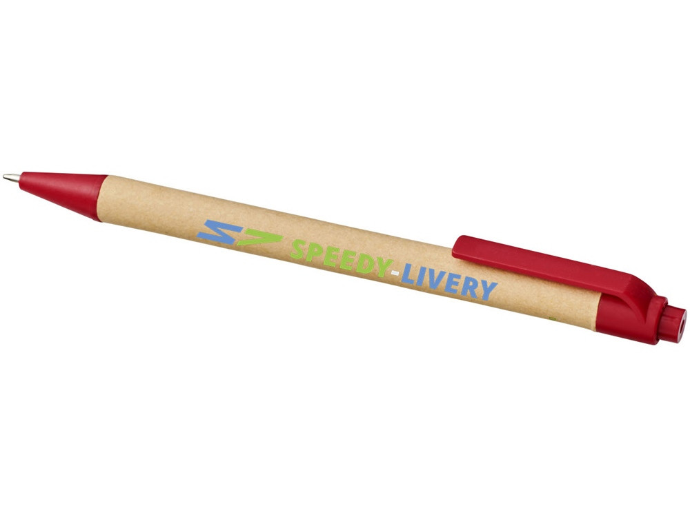 Шариковая ручка Berk из переработанного картона и кукурузного пластика, натуральный/красный - фото 5 - id-p111793488