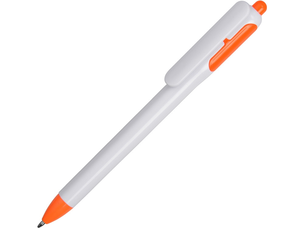 Ручка шариковая, ручка шариковая с белым корпусом и цветными вставками, белый/оранжевый - фото 1 - id-p111785514