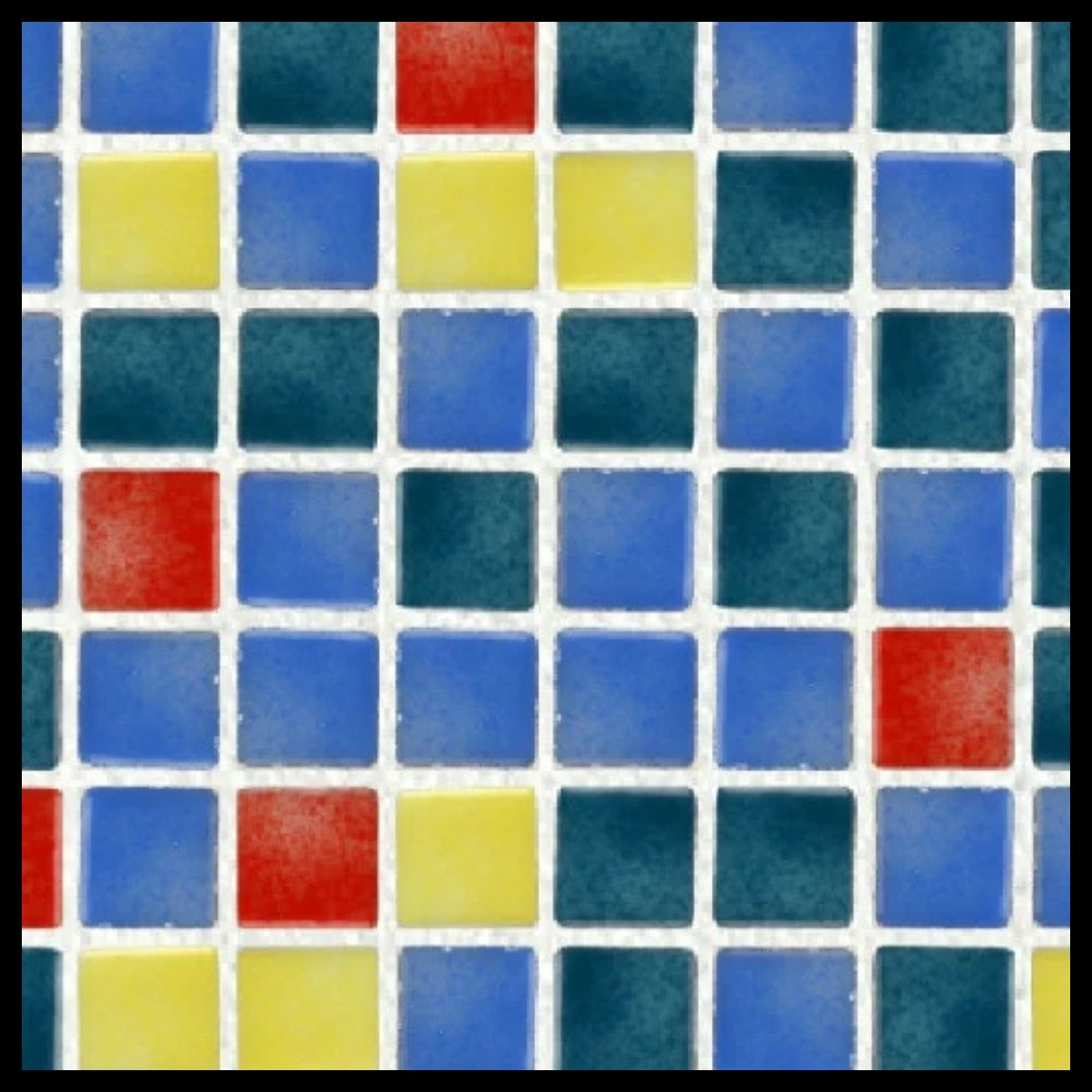 Мозайка стеклянная для бассейна Ezarri Mix 25015-D (коллекция Mix, Mix Multi Colour, синяя-жёлтая-красная)