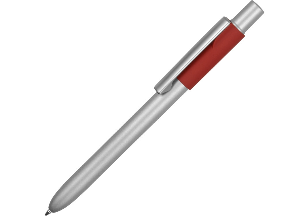 Ручка металлическая шариковая Bobble с силиконовой вставкой, серый/красный - фото 1 - id-p111789551
