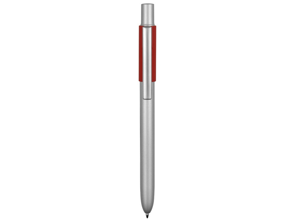 Ручка металлическая шариковая Bobble с силиконовой вставкой, серый/красный - фото 2 - id-p111789551