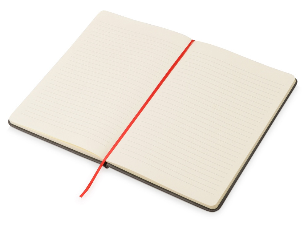 Блокнот Color линованный А5 в твердой обложке с резинкой, серый/красный - фото 2 - id-p111790550