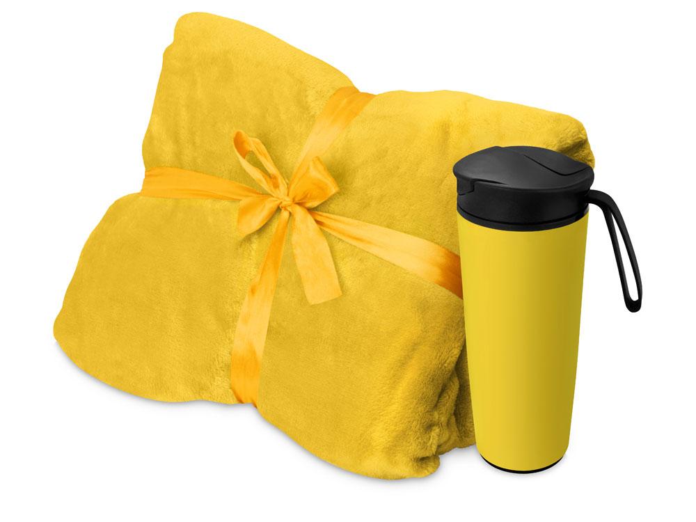 Подарочный набор с пледом, термокружкой Dreamy hygge, желтый - фото 1 - id-p111797589