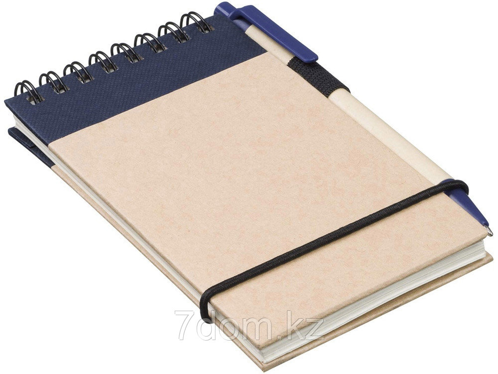 Блокнот А7 Zuse с ручкой шариковой, синий, фото 1