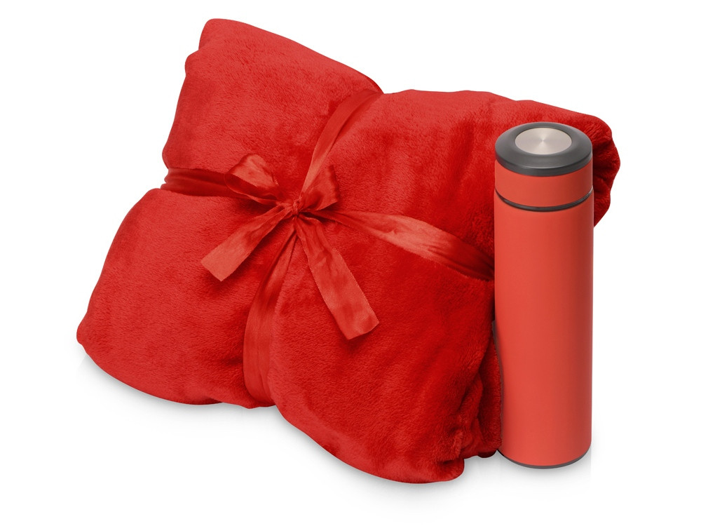Подарочный набор с пледом, термосом Cozy hygge, красный - фото 1 - id-p111797595