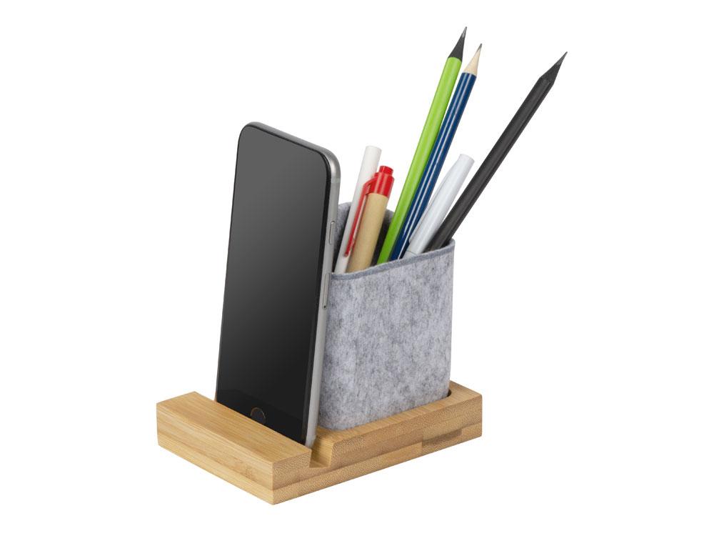 Подставка для ручек и телефона из бамбука Takeshi, серый - фото 2 - id-p111817673