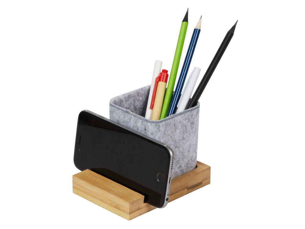 Подставка для ручек и телефона из бамбука Takeshi, серый - фото 3 - id-p111817673
