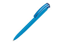 Ручка шариковая, ручка шариковая трехгранная UMA TRINITY K transparent GUM, soft-touch, голубой