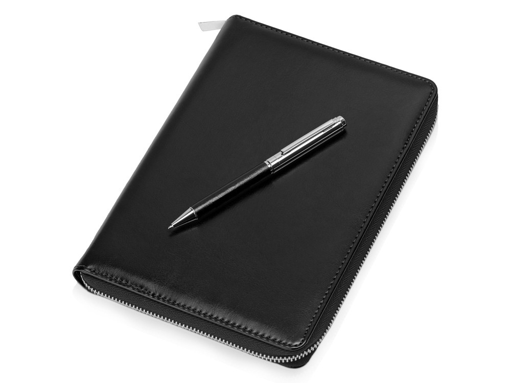 Бизнес-блокнот на молнии А5 Fabrizio с RFID защитой и ручкой, черный - фото 1 - id-p111807723