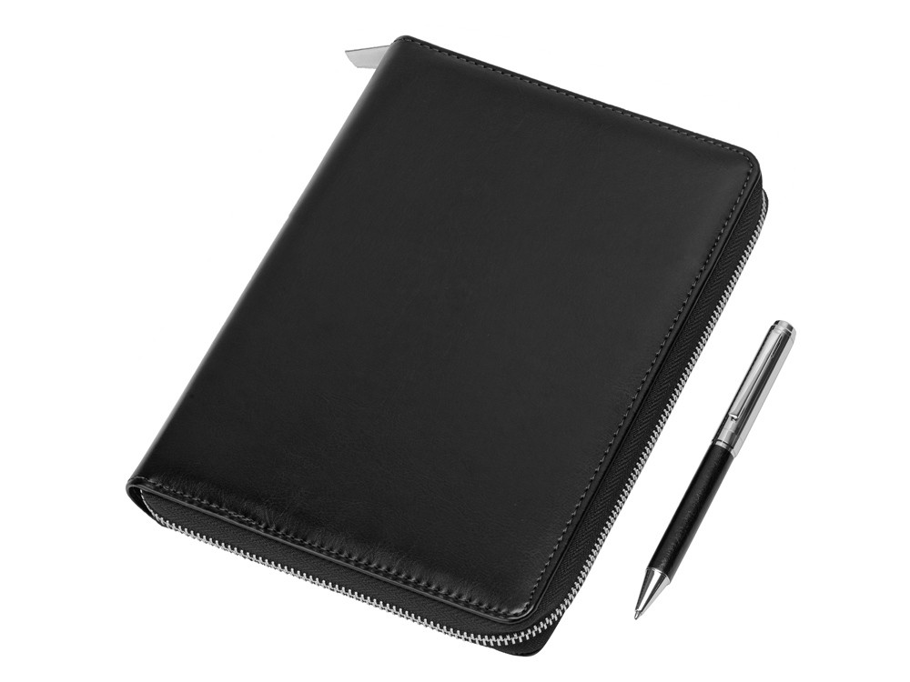 Бизнес-блокнот на молнии А5 Fabrizio с RFID защитой и ручкой, черный - фото 2 - id-p111807723