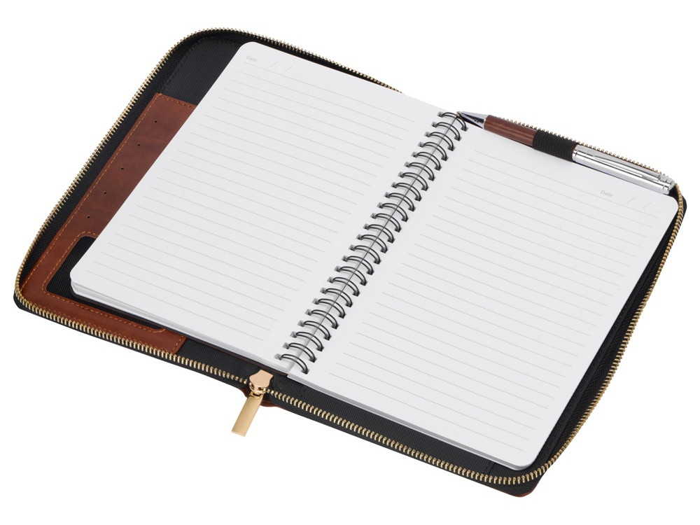 Бизнес-блокнот на молнии А5 Fabrizio с RFID защитой и ручкой, коричневый - фото 5 - id-p111807724