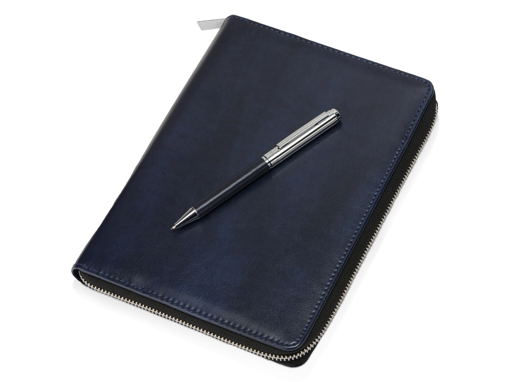 Бизнес-блокнот на молнии А5 Fabrizio с RFID защитой и ручкой, синий - фото 1 - id-p111807725
