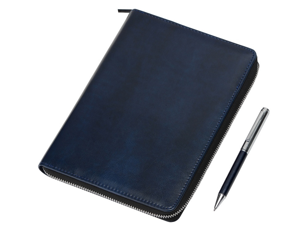 Бизнес-блокнот на молнии А5 Fabrizio с RFID защитой и ручкой, синий - фото 2 - id-p111807725