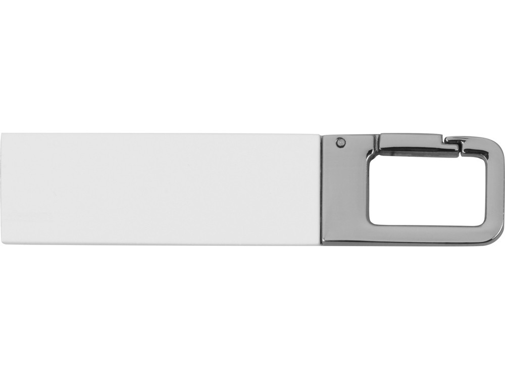 Флеш-карта USB 2.0 16 Gb с карабином Hook, белый/серебристый - фото 2 - id-p111790750