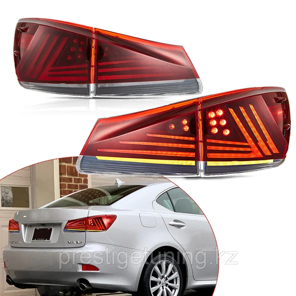 Задние фонари на Lexus IS 2006-12 VLAND дизайн IS-F (Красный цвет) - фото 1 - id-p111832527