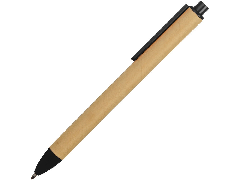Ручка картонная пластиковая шариковая Эко 2.0, бежевый/черный - фото 3 - id-p111788764