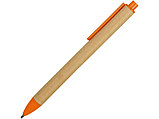 Ручка картонная пластиковая шариковая Эко 2.0, бежевый/оранжевый, фото 3