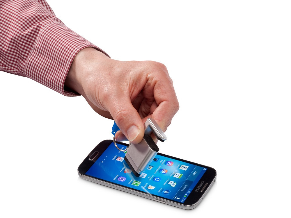 Подставка-брелок для мобильного телефона GoGo, серебристый/синий - фото 3 - id-p111784819