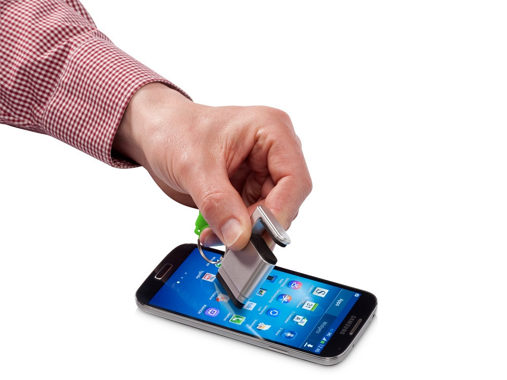 Подставка-брелок для мобильного телефона GoGo, серебристый/зеленый - фото 3 - id-p111784820
