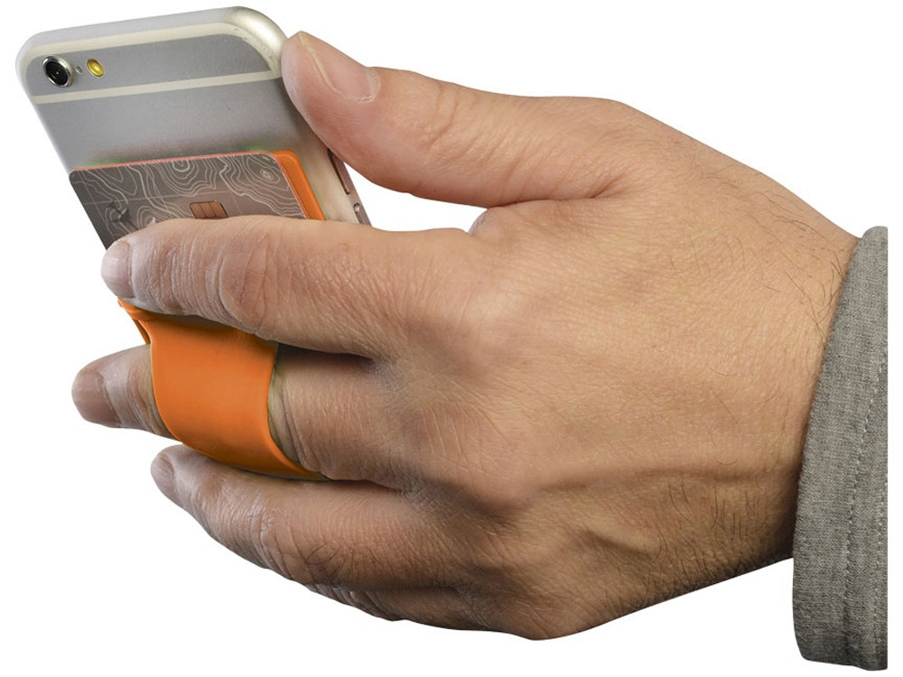 Картхолдер для телефона с держателем Trighold, оранжевый - фото 6 - id-p111810815