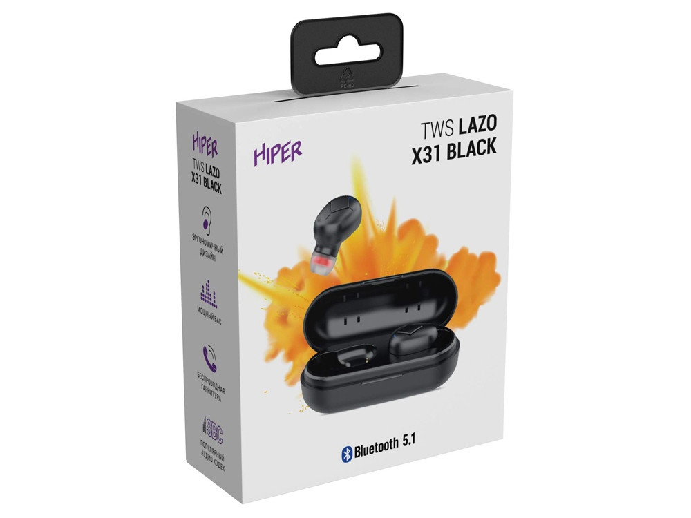 Наушники HIPER TWS Lazo X31 Black (HTW-LX31) Bluetooth 5.1 гарнитура, Черный - фото 5 - id-p111808822