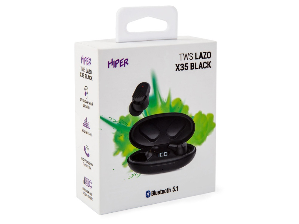 Наушники HIPER TWS Lazo X35 Black (HTW-LX35) Bluetooth 5.0 гарнитура, Черный - фото 8 - id-p111808824