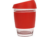 Стеклянный стакан Monday с силиконовой крышкой и манжетой, 350мл, красный, фото 3