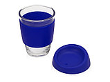 Стеклянный стакан Monday с силиконовой крышкой и манжетой, 350мл, синий, фото 2