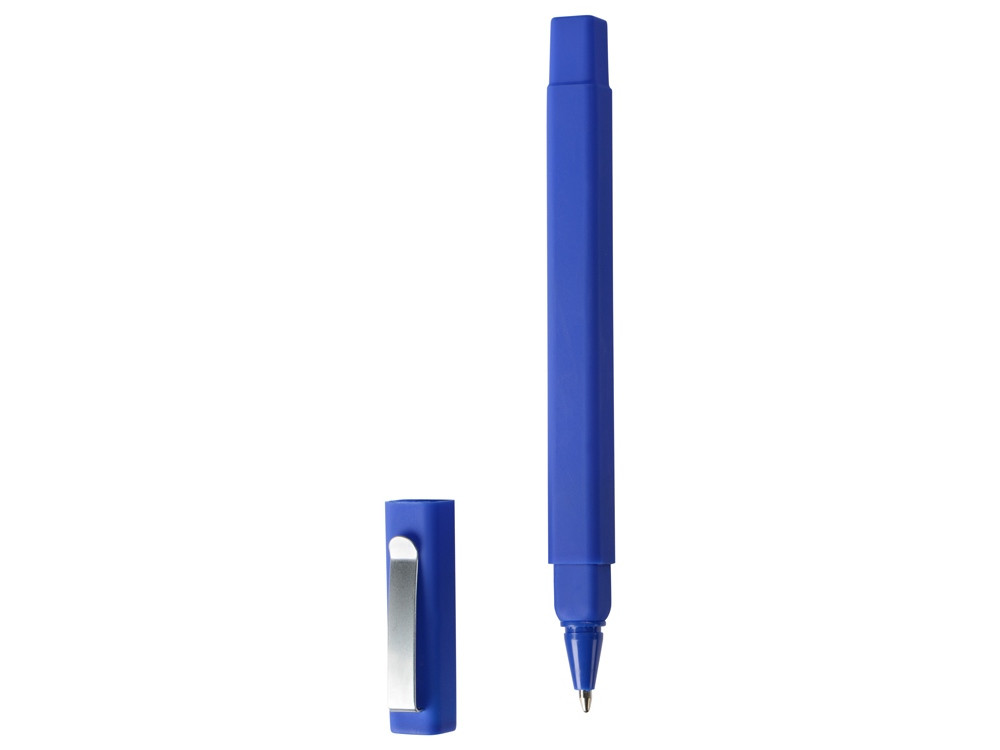 Ручка шариковая пластиковая Quadro Soft, квадратный корпус с покрытием софт-тач, синий - фото 2 - id-p111793851