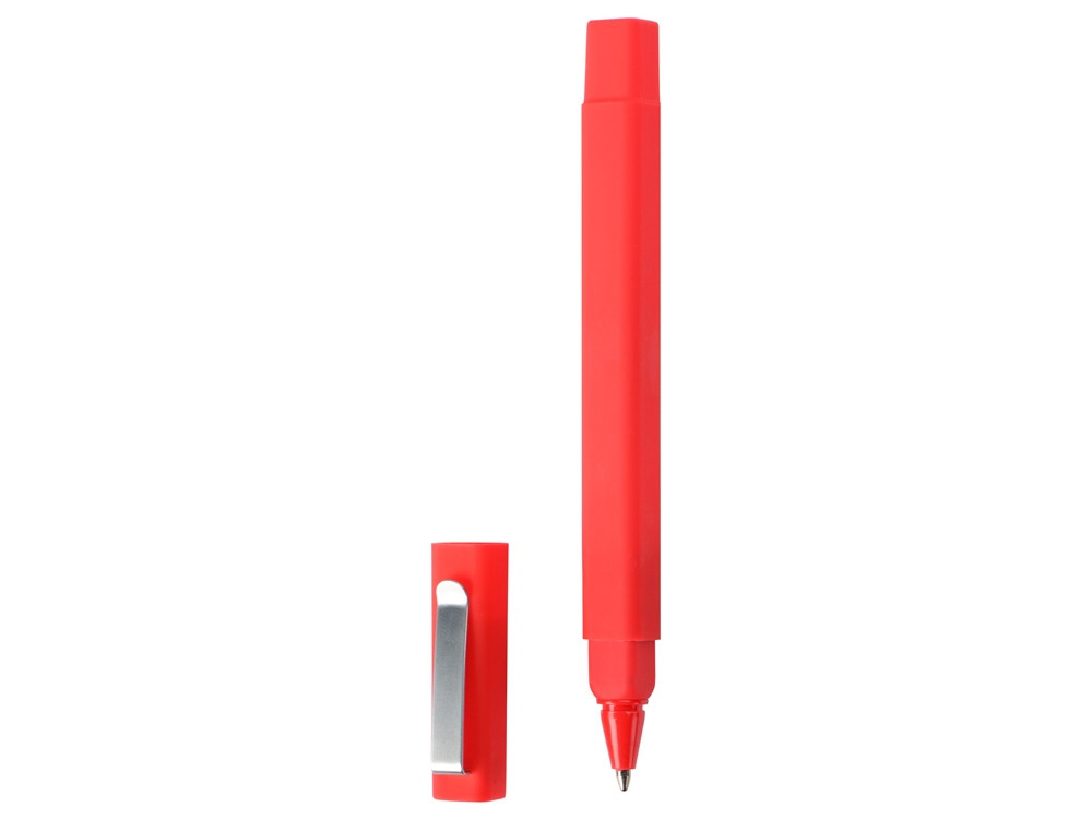 Ручка шариковая пластиковая Quadro Soft, квадратный корпус с покрытием софт-тач, красный - фото 2 - id-p111793854