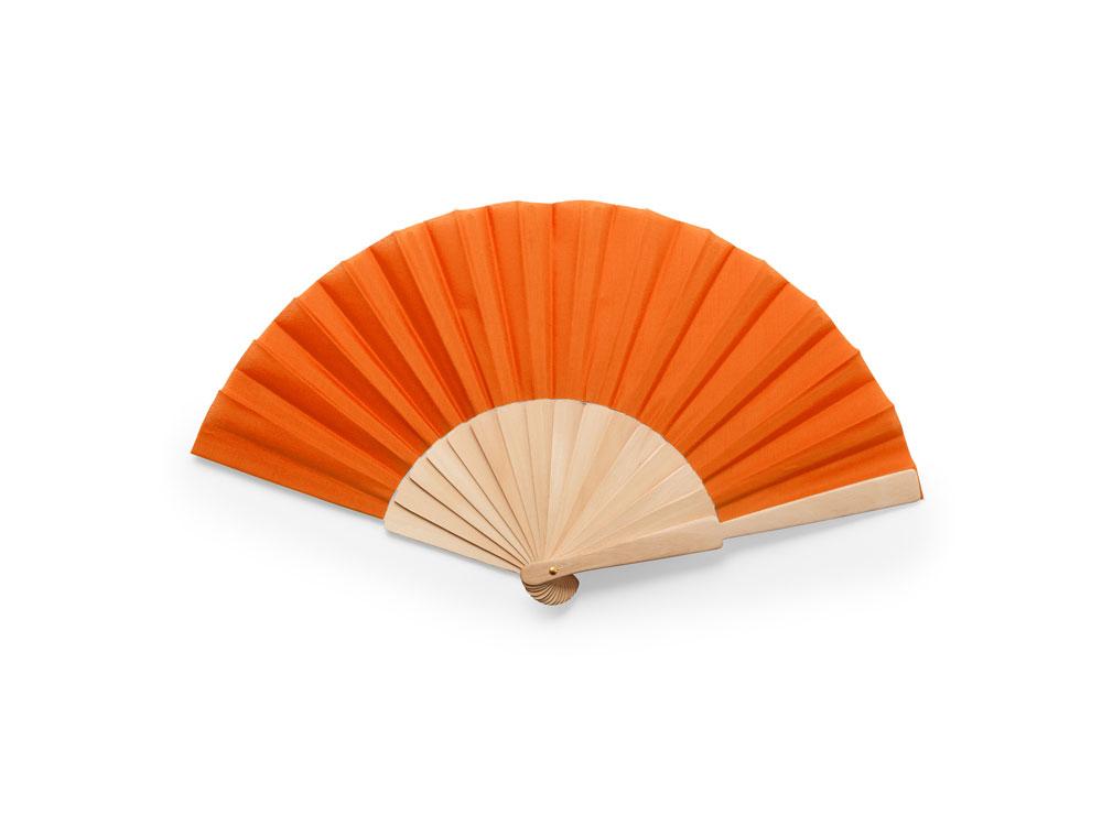 Веер CALESA с деревянными вставками и тканью из полиэстера, оранжевый - фото 2 - id-p111821856